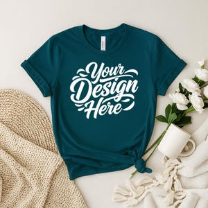 50+ Bella Canvas 3001 Tshirt Flat Lay Mockup Bundle | BC 3001 T-Shirt Flatlay Mock-up Bundle | Real Product | Minimal Simple Background image 5