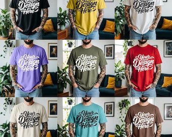 Comfort Colors C1717 T-Shirt Mockup Bundle | Mens C1717 TShirt Mock-up Bundle | Real Male Model Mockup | Basic Casual Simple Aesthetic Photo