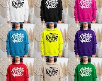 Gildan 18500 Hoodie Mockup Bundle | G185 Hooded Sweatshirt Mock-up Bundle | Real Model Mock | Trendy Minimal Neutral Simple Boho Aesthetic