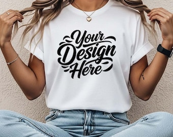 Bella Canvas 3001 ホワイトTシャツ モックアップ | モデルモックアップ（デジタルダウンロード）
