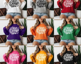 Gildan 18000 Sweatshirt Mockup Bundle, Fall/Winter Colors (Instant Download)