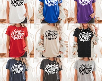 50x Bella Canvas Tshirt Mockup Bundle | BC 3001 T-Shirt Mock-up Bundle | Real Model | Cozy Trendy Neutral Boho Aesthetic Summer Fall Mock