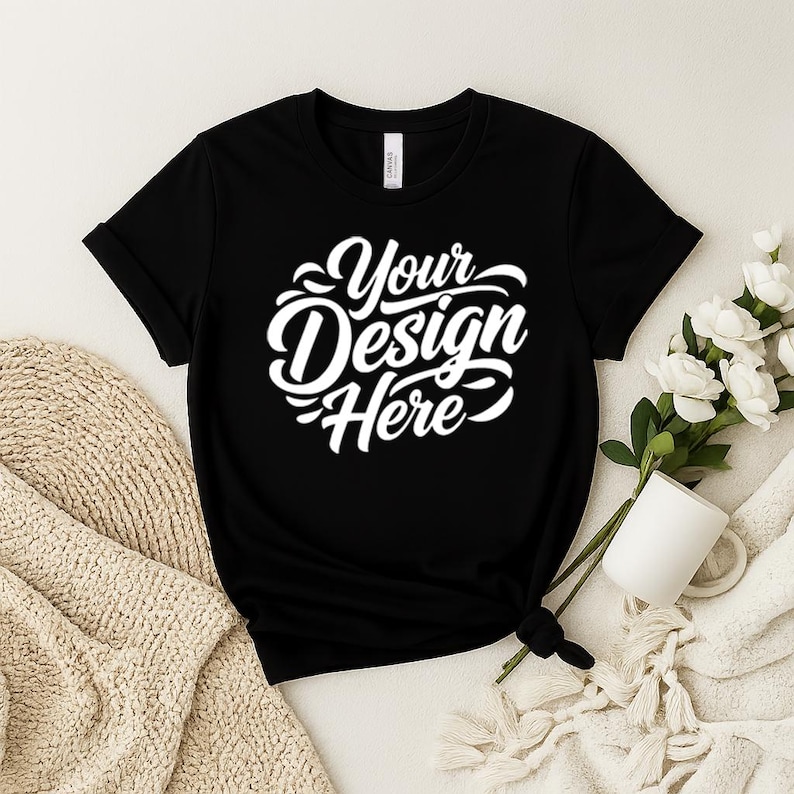 50+ Bella Canvas 3001 Tshirt Flat Lay Mockup Bundle | BC 3001 T-Shirt Flatlay Mock-up Bundle | Real Product | Minimal Simple Background image 7