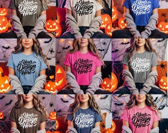Comfort Colors 1717 Fall Mockup Bundle, Halloween T-Shirt Mockups (JPG)