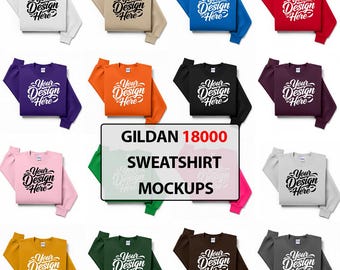 Gildan 18000 Sweatshirt Mockup Bundle, G180 Crewneck Flat Lay Mock-up Bundle, Real Flatlay Mock, Folded Minimal Neutral Simple Aesthetic