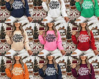 Gildan 18000 Christmas Sweatshirt Mockup Bundle | G180 Crewneck (Digital Download)