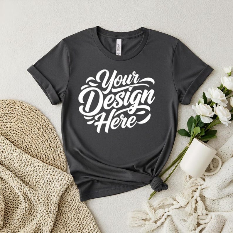 50+ Bella Canvas 3001 Tshirt Flat Lay Mockup Bundle | BC 3001 T-Shirt Flatlay Mock-up Bundle | Real Product | Minimal Simple Background image 4
