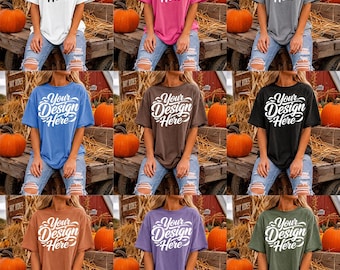 50 Comfort Colors C1717 Mockup | Fall Halloween Shirt Mockup | Pumpkin Patch T-Shirt Mockup  | Instant Download