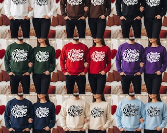 Valentine’s Day Sweatshirt Mockup Bundle | Gildan 18000 Mockups | Couple Crewneck | POD
