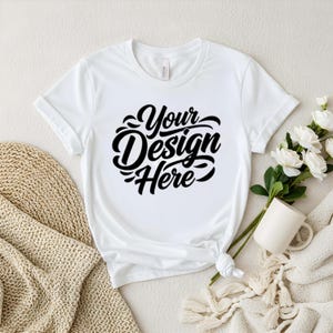50+ Bella Canvas 3001 Tshirt Flat Lay Mockup Bundle | BC 3001 T-Shirt Flatlay Mock-up Bundle | Real Product | Minimal Simple Background image 15