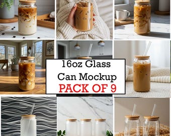 6oz Glass Can Mockup, Libbey Glass Mockup, Iced Coffee Glass, Beer Can Glass Mockup, Png & PSD Digital Download, Sublimation Glass Mockup