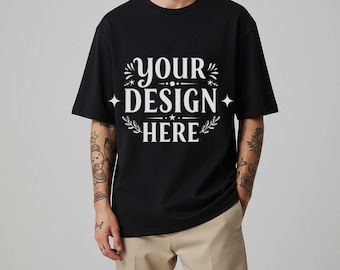 Bella Canvas 3001 zwart T-shirtmodel | Echt model (PSD en JPEG)