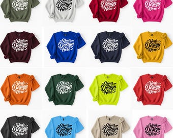 Gildan 18000 Mockup Bundle, gefaltetes Flat Lay Mockup Bundle, G180 gefaltetes Sweatshirt Mockup Bundle, Flatlay Crewneck Pullover Bundle Mockup