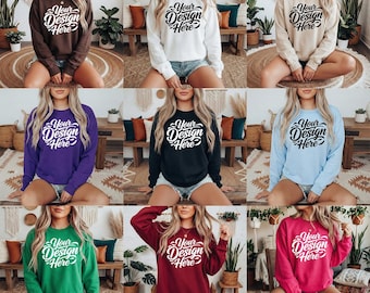 Gildan 18000 Sweatshirt Mockup Bundle, Crewneck Mocks (Instant Download, JPG Files)