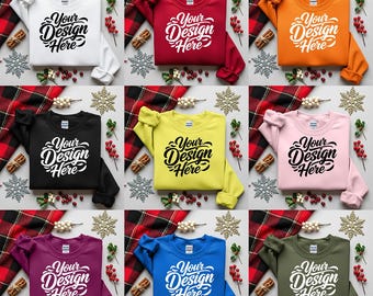 Gildan 18000 Christmas Sweatshirt Mockup Bundle | 20 Colors (Digital Download)