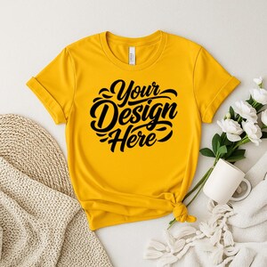 50+ Bella Canvas 3001 Tshirt Flat Lay Mockup Bundle | BC 3001 T-Shirt Flatlay Mock-up Bundle | Real Product | Minimal Simple Background image 6