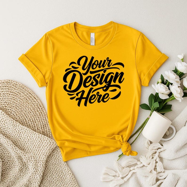 50+ Bella Canvas 3001 Tshirt Flat Lay Mockup Bundle | BC 3001 T-Shirt Flatlay Mock-up Bundle | Real Product | Minimal Simple Background image 6