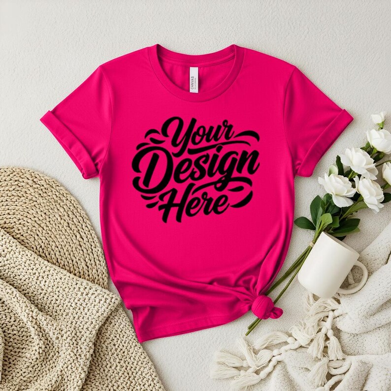 50+ Bella Canvas 3001 Tshirt Flat Lay Mockup Bundle | BC 3001 T-Shirt Flatlay Mock-up Bundle | Real Product | Minimal Simple Background image 9