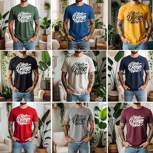 Bella Canvas 3001 T-Shirt Mockup Bundle | Male BC3001 TShirt Mock-up Bundle | Real Model Mockup | Mens Basic Simple Bella Canvas 3001 Mock