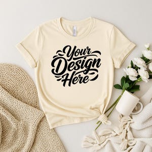 50+ Bella Canvas 3001 Tshirt Flat Lay Mockup Bundle | BC 3001 T-Shirt Flatlay Mock-up Bundle | Real Product | Minimal Simple Background image 13