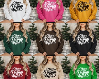 Gildan 18000 Sweatshirt Mockup Bundle, 25+ Crewneck Mocks (Instant Download)