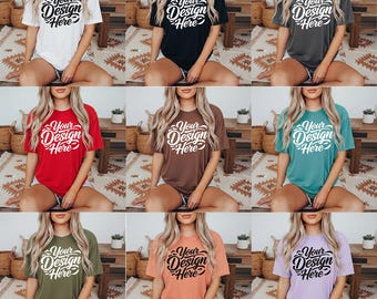 40 Colors Comfort Colors 1717 Mockups, TShirt Mockup Bundle, 1717 Comfort Colors Bundle, POD Mockup, Boho Aesthetic T-Shirt CC Mockup Bundle