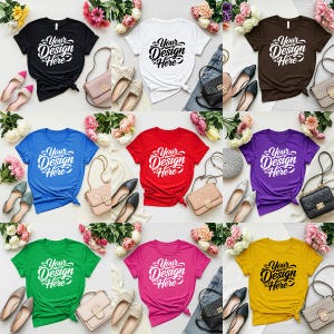 40+ Gildan 64000 Tshirt Flat Lay Mockup Bundle | G640 T-Shirt Flatlay Mock-up Bundle | Real Product | Neutral Minimal Basic Background