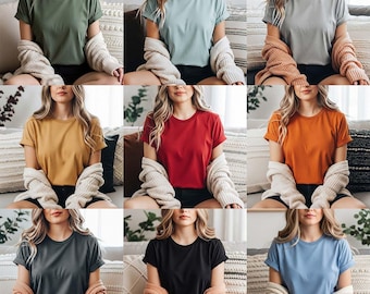 Bella Canvas 3001 Mockup Bundle, 50+ Colors, POD JPG Files