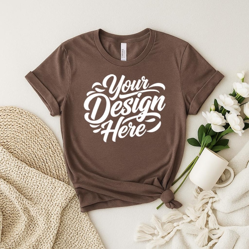 50+ Bella Canvas 3001 Tshirt Flat Lay Mockup Bundle | BC 3001 T-Shirt Flatlay Mock-up Bundle | Real Product | Minimal Simple Background image 10