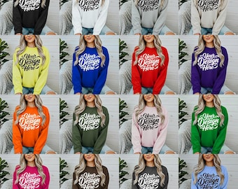 Sudadera Gildan 18000 (modelo otoño-invierno) Sudadera Gildan 18000 (modelo G180 de cuello redondo) (modelo descargable)