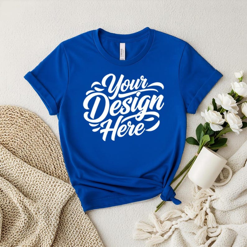 50+ Bella Canvas 3001 Tshirt Flat Lay Mockup Bundle | BC 3001 T-Shirt Flatlay Mock-up Bundle | Real Product | Minimal Simple Background image 14