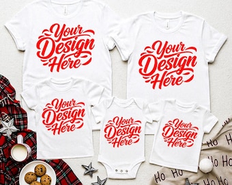 Christmas Family White Shirt Mockup | Bella Canvas BC 3001 (JPG)