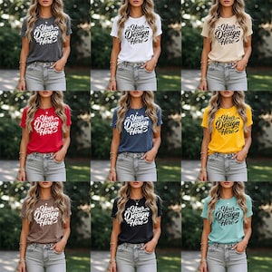 Bella Canvas 3001 Mockup-paket, BC 3001 T-shirt-paket, Pod Mockup, Tomma T-shirts, Kvinnamodellmall Digital Direktnedladdning Trendig