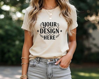 Natural Bella Canvas 3001 Mockup, Tshirt Mockup, 3001 Bella Canvas, Shirt Model Mockup T-Shirt Mockup, Bella Canvas T-Shirt White Shirt Mock