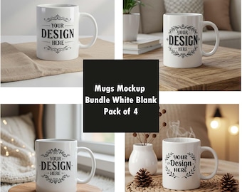 White Coffee Mug Mockup Bundle | 11oz Blank PSD Template