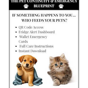 Pet Emergency Binder, QR Code, Care Instructions, Safety Plan (Instant Download)