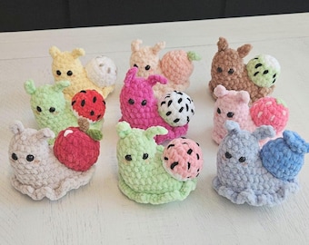 Crochet Fruit Snail Plushie Amigurumi Handmade Stuffed Animal