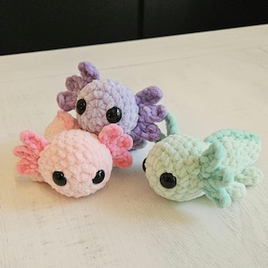 Crochet Baby Axolotl Plushie Amigurumi Handmade Stuffed Animal