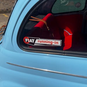 Fiat 500 600 giardiniera Classic Running in sticker decal Reproduction UK