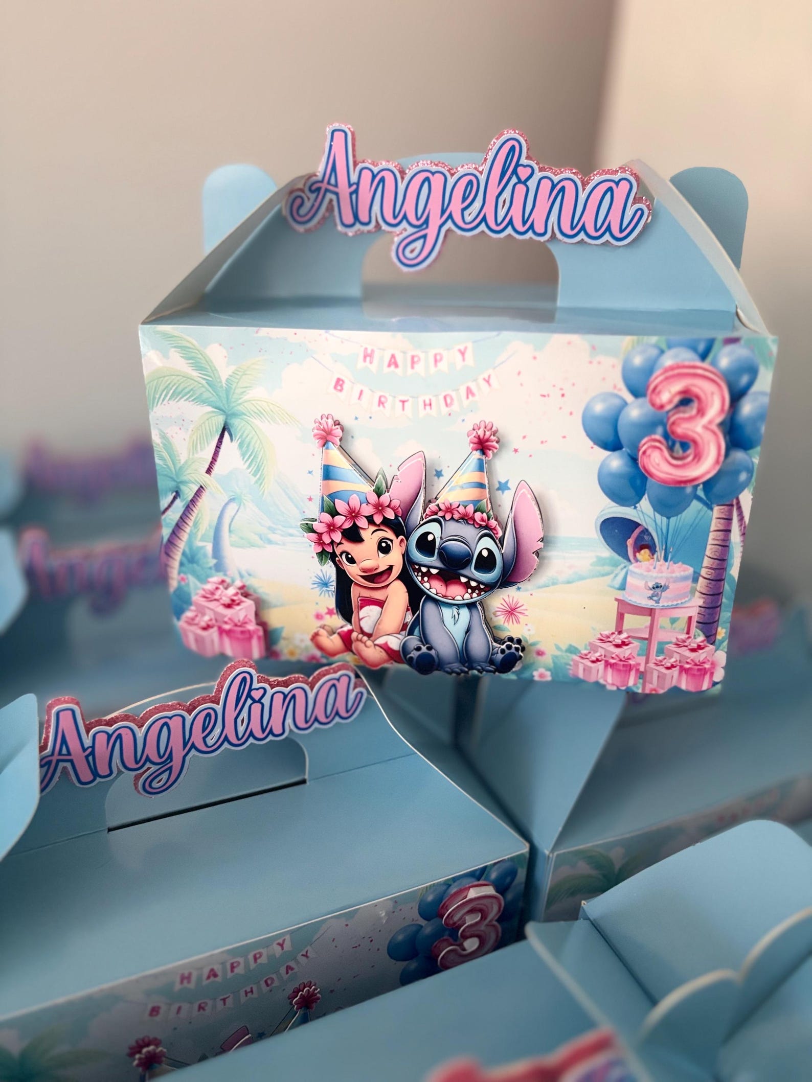 Lilo Box Lilo & Stitch Birthday Gable Boxes | 3D Party Favor Box | Custom Name ...