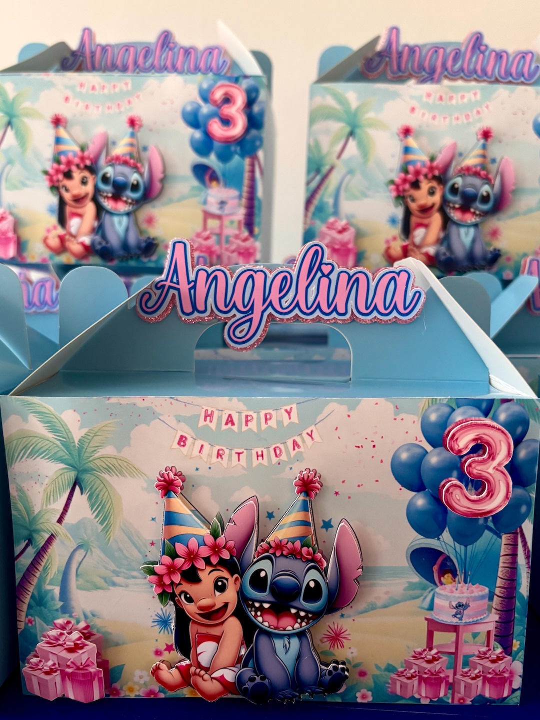Lilo Box Lilo & Stitch Birthday Gable Boxes | 3D Party Favor Box | Custom Name ...