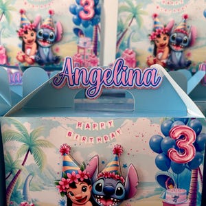 Lilo & Stitch Birthday Gable Boxes | 3D Party Favor Box | Custom Name