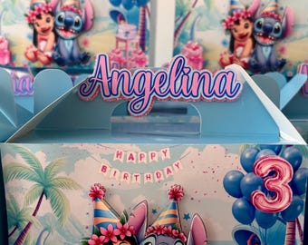 Lilo & Stitch verjaardagsdozen | 3D-bedankdoosje | Aangepaste naam: