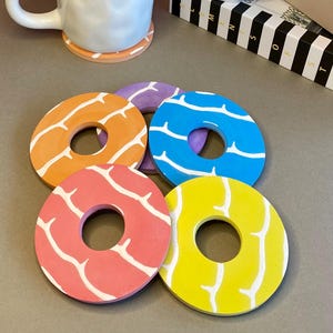 Handmade Biscuit Coasters: Party Ring Inspired Coasters