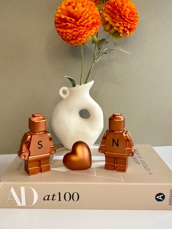 Personalized Copper Concrete Robot 7th Anniversary Gift - Family Keepsake