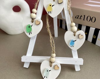 Sea Glass Bird Heart Decoration: Handmade Beach Keepsake