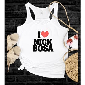 I Love Nick Bosa Women&#39;s Racerback Tank Top, Sports Fan Shirt, Workout Tank,  Game day tank,Gift for Football Lovers, 49er fan Apparel