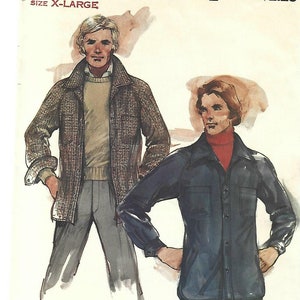 Butterick 3509 UNCUT FF 1980s Men&#39;s Shirt-Jacket/Jacket Shirt Tail Hem Unlined Size XL Chest 46-48 Men&#39;s Vintage Sewing Pattern