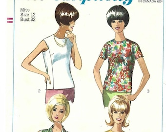 1960s Misses' Overblouses Four Styles Simplicity 6930 Bust 32 Cut Complete Women's Vintage Sewing Pattern