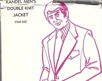 1970s Men's Double Knit Single Breasted Jacket Big and Tall Kandel Knits 502 UNCUT FF Size 46 - 52 Men's Vintage Sewing Pattern